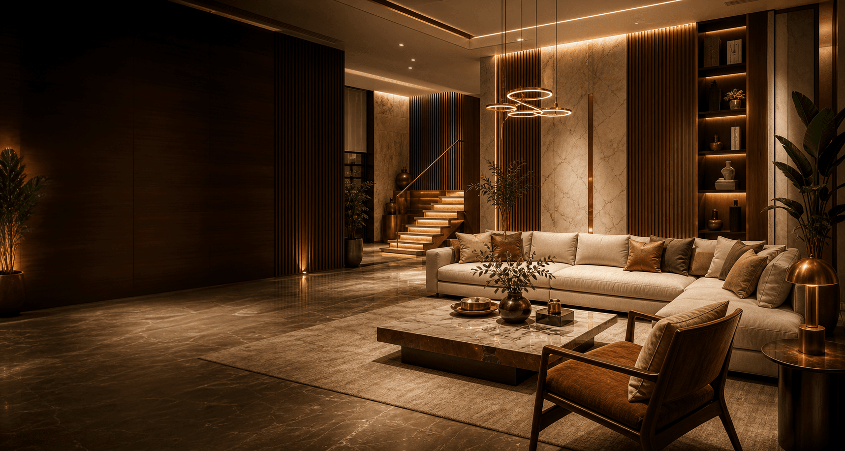 Luxury interior living room by PK Decorations and Interior Works